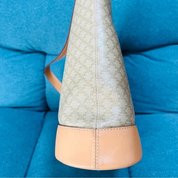 Celine Paris M14 Italy Macadam pattern PVC Razor Beige Leather Shoulder bag - Picture 6 of 16